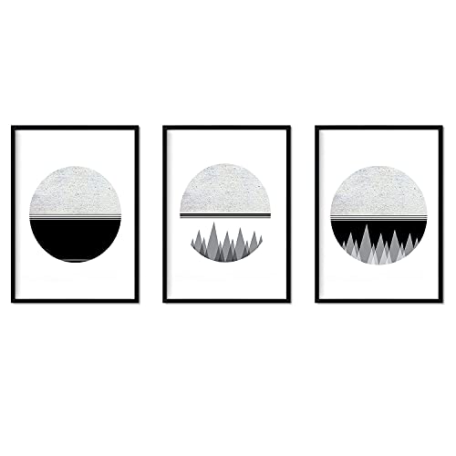 Set de 3 láminas para enmarcar, Luna, Espacio Y MONTAÑAS. Blanco Y Negro. A4