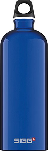 SIGG Traveller Dark Blue Botella cantimplora (1 L), botella con tapa hermética sin sustancias nocivas, botella de aluminio ligera