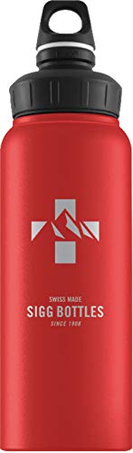 SIGG WMB Mountain Red Touch Botella cantimplora (1 L), botella con tapa hermética sin sustancias nocivas, botella de aluminio ligera