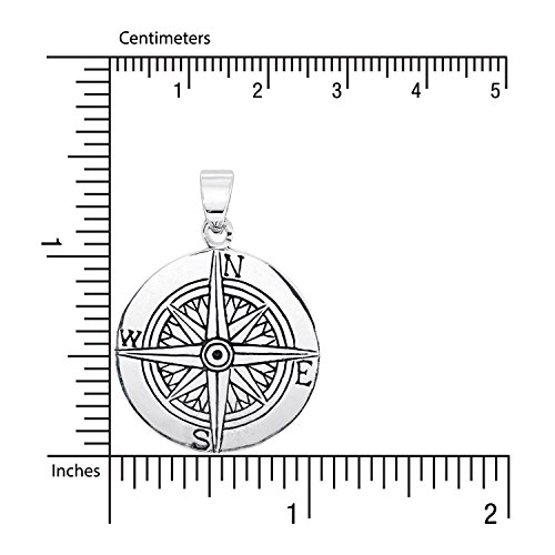 Sistakno Dispositivo de brújula redonda de plata de ley 925 para dirección de navegación geográfica norte suroeste