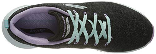Skechers Arch Fit-Comfy Wave, Zapatillas Mujer, Negro (BKLV Black Knit/Lavender Trim), 39 EU