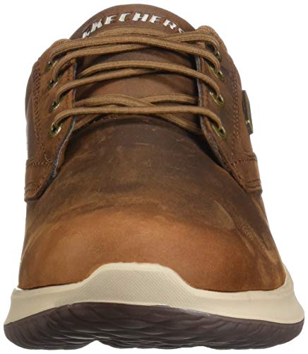 Skechers Delson-Antigo, Zapatos de Cordones Oxford Hombre, Marrón (CDB Black Leather), 43 EU