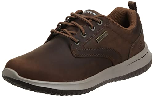 Skechers Delson-Antigo, Zapatos de Cordones Oxford Hombre, Marrón (CDB Black Leather), 43 EU