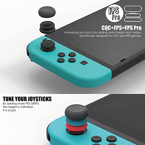 Skull & Co. Skin, CQC and FPS Thumb Grip Set Joystick Cap Analog Stick Cap for Nintendo Switch and Switch OLED Joy-con Controller - Black, 3 Pairs(6pcs)