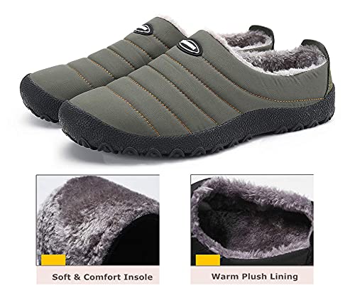 SMajong Invierno Zapatillas de Casa para Hombre Mujer Espesar Zapatillas Aire Libre Impermeables Cálidas Pantuflas de Casa Interior Zapatos con Pelusa Forro Talla Grande 46 EU