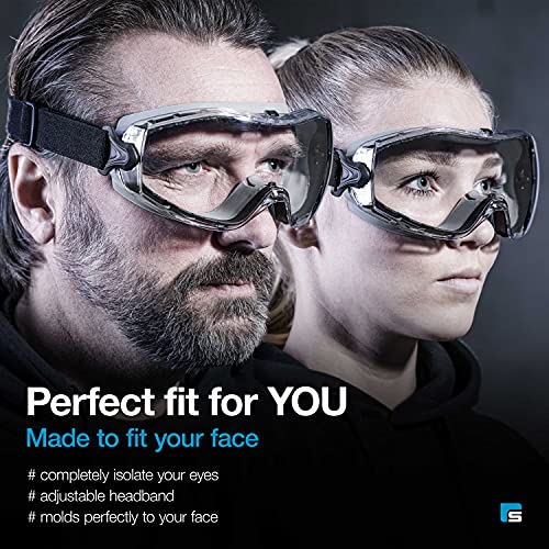 SOLID. gafas proteccion trabajo de ajuste perfecto | Gafas de seguridad a prueba de polvo con ajuste universal | Para los usuarios de gafas | Resistentes a los arañazos, antiniebla & protección UV