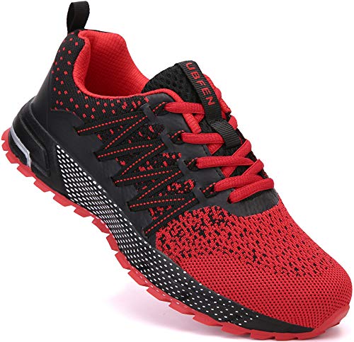 SOLLOMENSI Zapatillas de Deporte Hombres Mujer Running Zapatos para Correr Gimnasio Sneakers Deportivas Padel Transpirables Casual Montaña 41 EU H Rojo