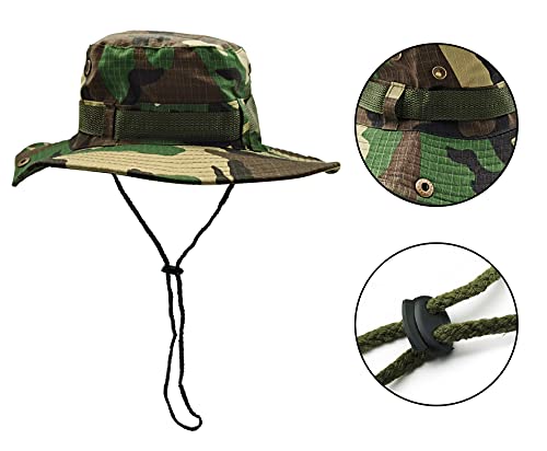Sombrero de Pescador Camuflaje Plegable, Gorro de Sol para Aire Libre Caza Viaje Pesca, Sombrero de Militar de Algodón para Climb Camping (SFM-1-3)