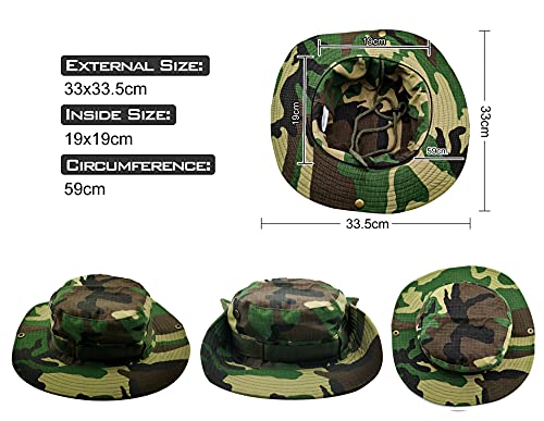 Sombrero de Pescador Camuflaje Plegable, Gorro de Sol para Aire Libre Caza Viaje Pesca, Sombrero de Militar de Algodón para Climb Camping (SFM-1-3)