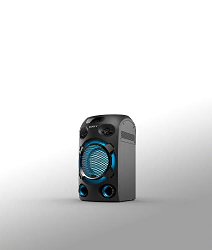 Sony MHC-V02 - Sistema de Audio de Alta Potencia (Bluetooth, Sonido de Graves de Largo Alcance Jet Bass Booster, luz Azul, Entrada de Guitarra y Karaoke) Negro