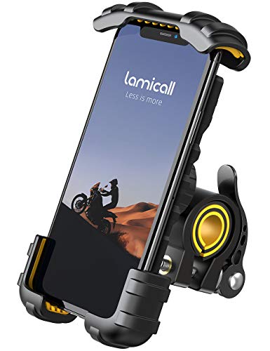 Soporte Movil Bicicleta, Lamicall Soporte Motocicleta - Rotación 360° Soporte Manillar para iPhone 12 Mini, 12 Pro Max, 11 Pro, XS Max, X, XR, 8, 7, 6S, Samsung S10 S9 S8, Huawei, 4.7-6.8" Smartphones