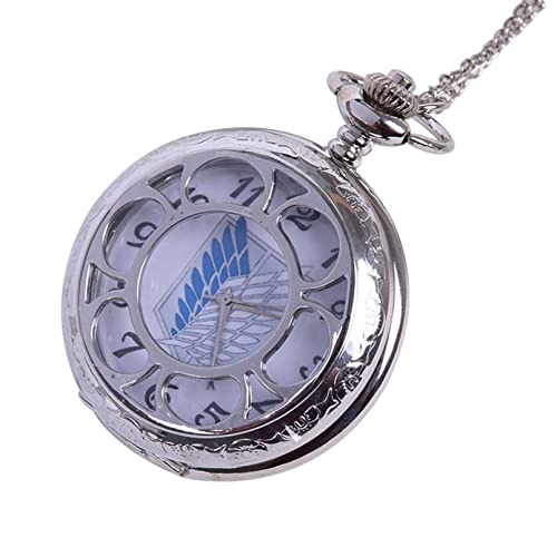 SOTUVO Collar Reloj de Bolsillo con Logo de tótem de Anime Hueco Grande Reloj de Bolsillo con tótem Gigante de pétalo Grande joyería