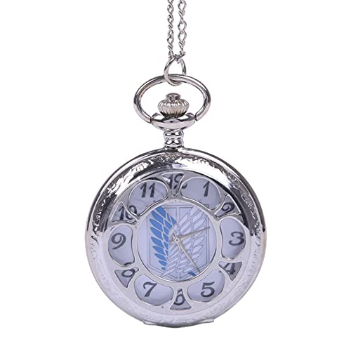 SOTUVO Collar Reloj de Bolsillo con Logo de tótem de Anime Hueco Grande Reloj de Bolsillo con tótem Gigante de pétalo Grande joyería