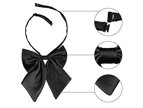 sourcing map Pajarita con cuello halter y lazo pre-atada de color sólido ajustable para mujer, accesorio de vestuario Negro Talla única