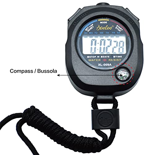 Sport - Cronómetro, digital de cristal líquido, portátil, cronógrafo, contador de tiempo, cronómetro, alarma