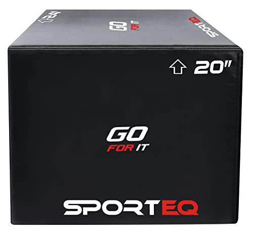 Sporteq 3 alturas en 1 caja de salto Plyometric Squat | Bloque de plyo antideslizante de 20/24/30 pulgadas | Ideal para ejercicio aeróbico explosivo | Crossfit Gym Stepper