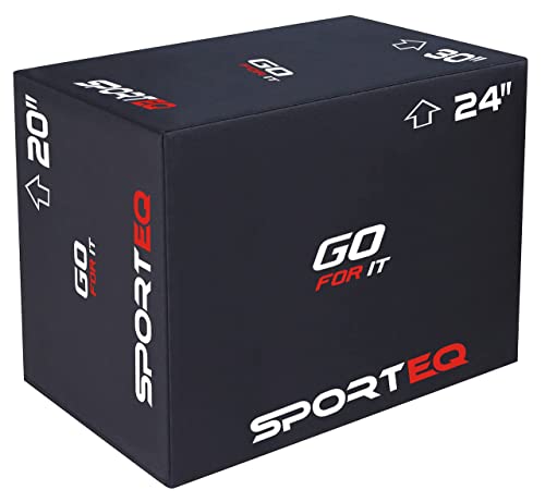 Sporteq 3 alturas en 1 caja de salto Plyometric Squat | Bloque de plyo antideslizante de 20/24/30 pulgadas | Ideal para ejercicio aeróbico explosivo | Crossfit Gym Stepper