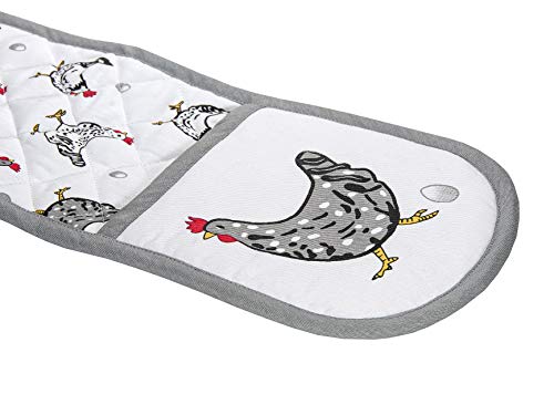 SPOTTED DOG GIFT COMPANY Oven Gloves Double Oven Mitts Cotton Gloves Heat Resistant Oven Proof Gloves, Chicken Gifts for Chicken Lovers Women Men