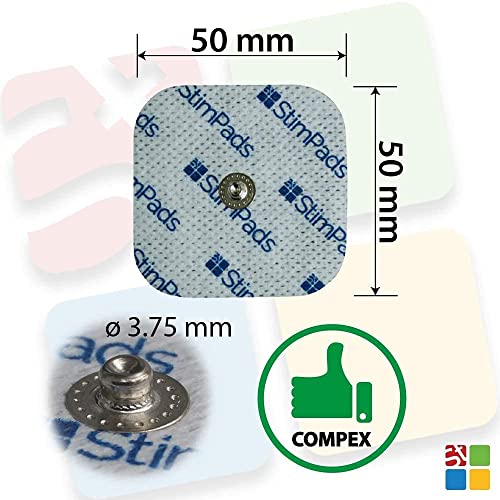 StimPads Electrodos para Compex*, envase con 4 electrodos 50x50mm. ¡Funcionan a la perfección con Compex*,100% compatibles! ¡Ahorra 35% en comparación con los Originales!