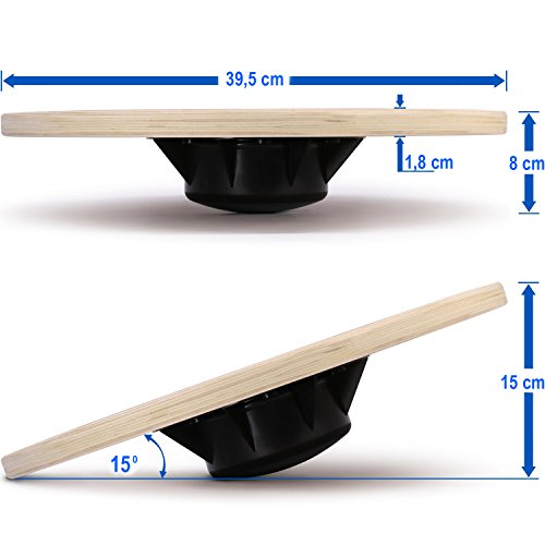Stryser Tabla de Equilibrio de Madera, Balance Board Fitness Ejercicio Coordinación diámetro 39,5 cm