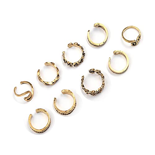 Sttiafay Boho Totem Pattern Knuckle Toe Ring Set Conjunto de anillos apilables para dedo del pie anillo abierto elegante accesorios joyería para mujeres y niñas (9 piezas)
