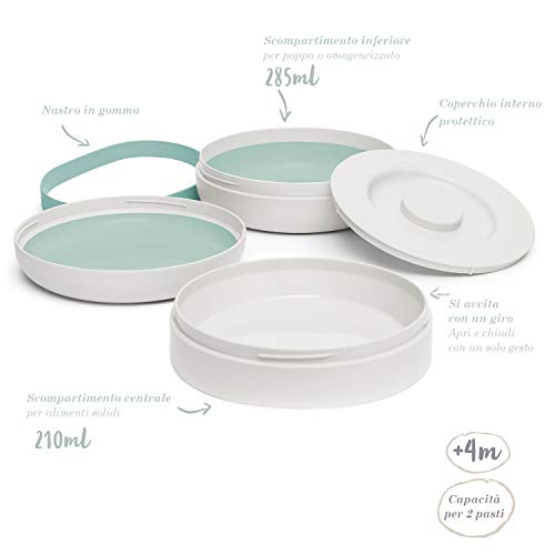 Suavinex - Set Platos Combinables Para Comer Fuera de Casa Capacidad 2 Comidas Apto Para Microondas y Lavavajillas Para Bebés +4 Meses, Color Gris