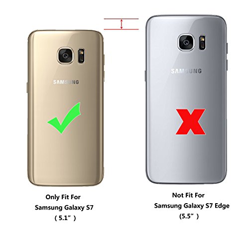 Supad Funda Galaxy S7, Funda para Samsung Galaxy S7 Flip Case para móvil en Cuero sintético (Negro)