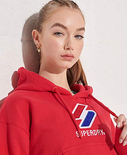 Superdry Sportstyle Classic Boxy Hood Sudadera con Capucha, Risk Red, XL para Mujer
