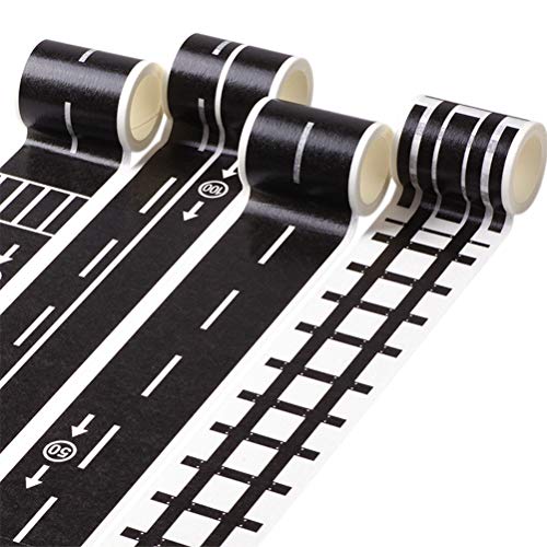 SUPVOX 9pcs Rollos de Cinta Adhesiva de Juguete diseño de Carreteras y vías de Tren