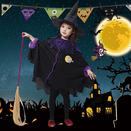 TABANA Kawaii - Juego de disfraces de bruja para niñas con sombrero de bruja de araña y manto clásico morado para Halloween Party Cosplay (2-3 años)