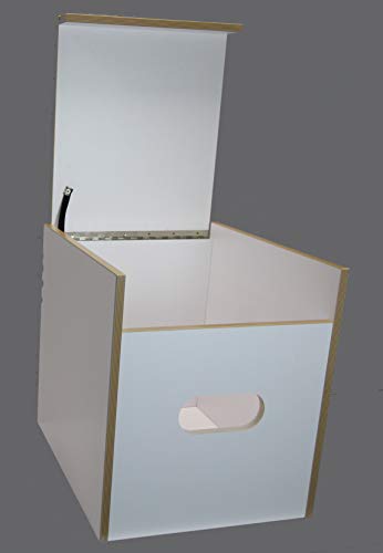 Taburete de inodoro blanco con inodoro Porta Potti 145/345 – Acolchado negro – Taburete de almacenamiento