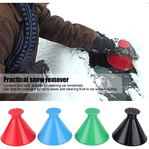 TAOQILE 4 Pieces Magic Ice Scraper,Windshield Snow Remover,2 in 1 Multifunctional A Round Ice Scraper,Funnel Car Snow Removal Shovel Tool,Portable Cone-Shaped Multifunctional Snow and Ice Shovel Tool
