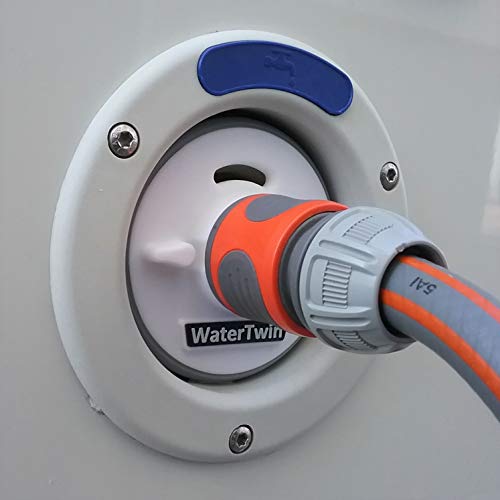 Tapa del tanque de agua de Manufaktur3D WTA1-GNG con conexión para sistemas GARDENA para autocaravanas, caravanas, botes, gris