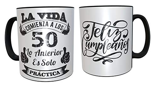 Taza de desayuno regalo original para 50 cumpleaños - regalos para hombres 50 años - regalos 50 cumpleaños mujer (Español)