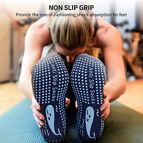 TENQUAN [3 Pack] Calcetines Antideslizantes de agarre para yoga, pilates, hospital, para mujeres y hombres, antideslizantes, para entrenamiento en casa y deportes