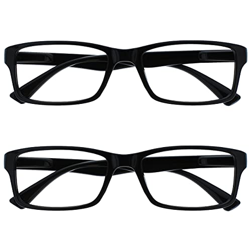 The Reading Glasses Company Gafas De Lectura Negro Lectores Valor Pack 2 Estilo Diseñador Hombres Mujeres 2 Unidades 58 g, Potencia óptica +2,00 (RR92-1-200)