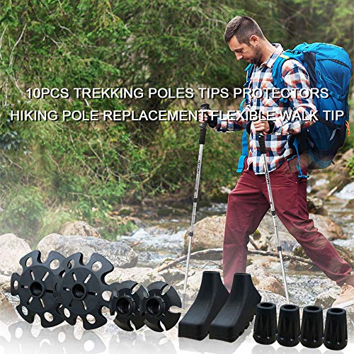 TheFitLife Protector de punta de goma y cestas de nieve y barro para bastones de trekking, accesorios y reemplazos de goma durables, juego completo de consejos