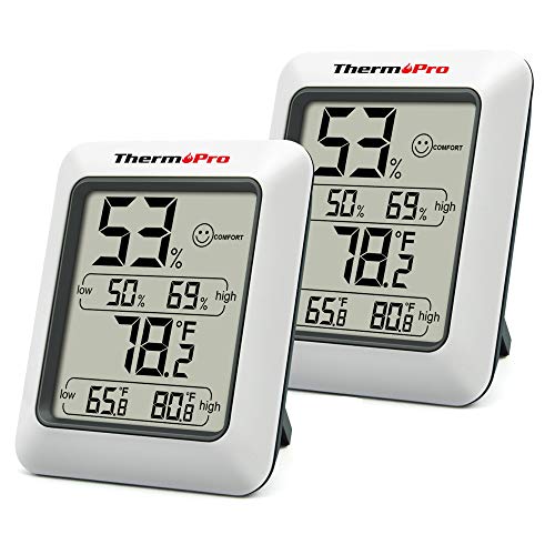 ThermoPro TP50 2 Piezas Termómetro Higrómetro Digital Medidor de Humedad y Temperatura Interior Termohigrómetro Profesional para Medición de Casa Habitación Hogar Oficina Ambiente