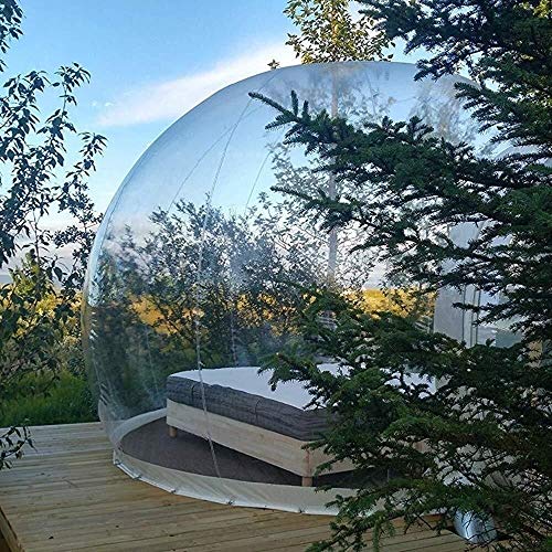 Tienda de Burbujas Inflable al Aire Libre Familia de Un Solo Túnel Casa de Cúpula Transparente Tienda de Campaña Patio Trasero Observación de Estrellas Transparente con Ventilador y Bomba de Aire