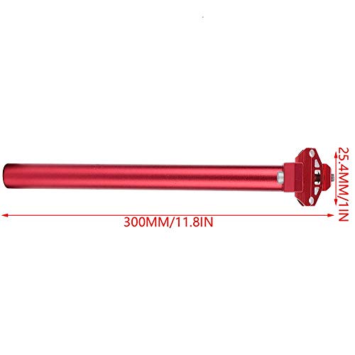 Tija de sillín de bicicleta, tubo de sillín de bicicleta 25.4 * 300MM Tija de sillín a prueba de golpes con micro Ajuste de abrazadera para bicicleta de carretera de montaña(rojo)