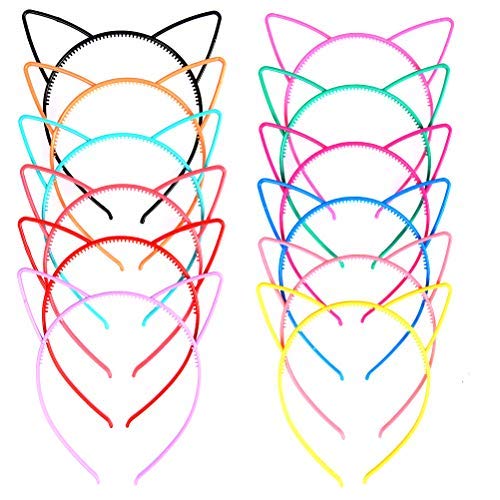 TIMESETL Diadema Orejas de Gato Niña 12 Colores Brillates Diadema de Gato para Maquillaje/Días Diarios/Cosplay de Disfraces, Diadema de Gato Colorida