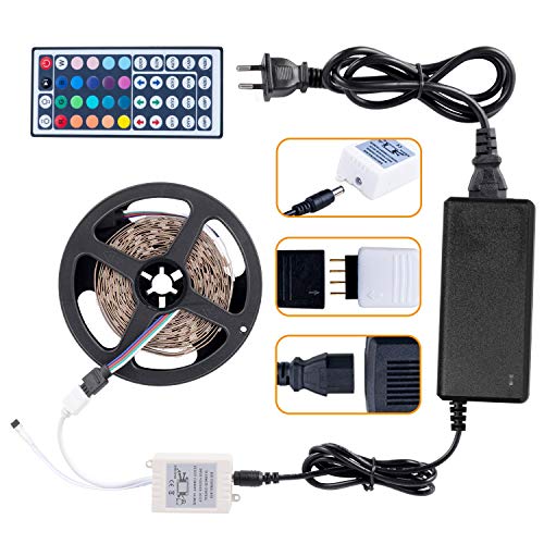 Tiras LED, Adoric Luces LED RGB 5050 con Control Remoto de 44 Botones y Caja de Control (One pack)