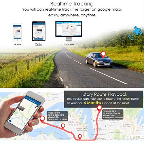 TK905 Localizador GPS para Coche,5000mAH Batería 90 Días en Espera GPS Tracker Magnético GPS Coche Localizador para Moto Bicicleta con App/Sitio Web Posición,Sin Subscripción