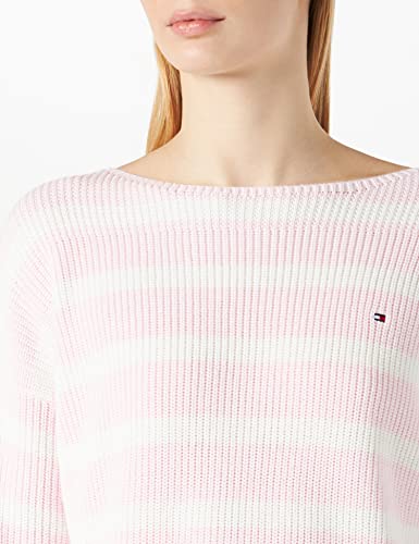 Tommy Hilfiger Hayana Boat-nk Sweater Suéter, Bold STP/Light Pink, XL para Mujer