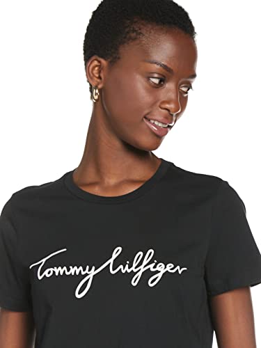 Tommy Hilfiger Heritage Crew Neck Graphic tee Camiseta, Schwarz (Masters Black 017), Small para Mujer