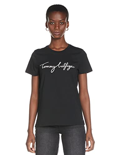 Tommy Hilfiger Heritage Crew Neck Graphic tee Camiseta, Schwarz (Masters Black 017), X-Large para Mujer