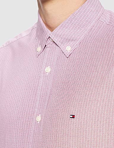 Tommy Hilfiger Poplin Mini Geo Print Shirt, Camisa para Hombre, Blanco (Weiß/Regatta-Rot), M