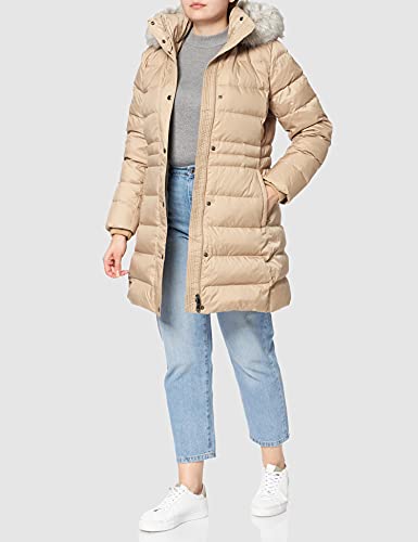 Tommy Hilfiger TH ESS Tyra Down Coat with Fur Chamarra de Plumas, Beige, S para Mujer