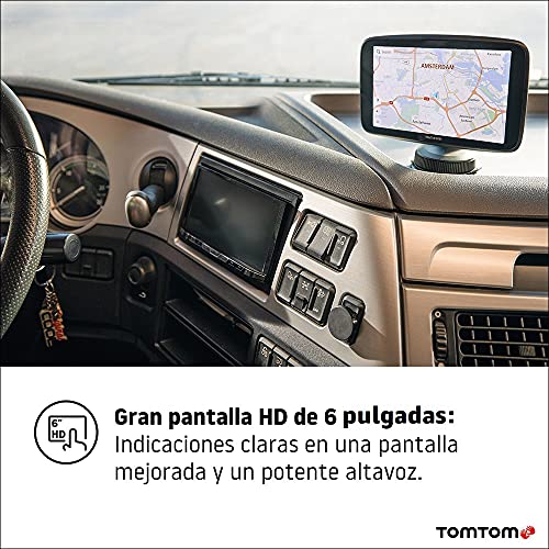 TomTom Navegador GPS GO Expert, pantalla HD de 6 pulgadas, con POIs para vehículos grandes, tráfico gracias a TomTom Traffic, mapas del mundo, alertas de restricción en vivo, actualizaciones vía WiFi