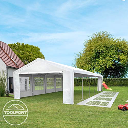 TOOLPORT Carpa para Fiestas 4x8 m en Blanco Lona PE Aprox. 180 g/m² Impermeable Carpa para el jardín con protección UV